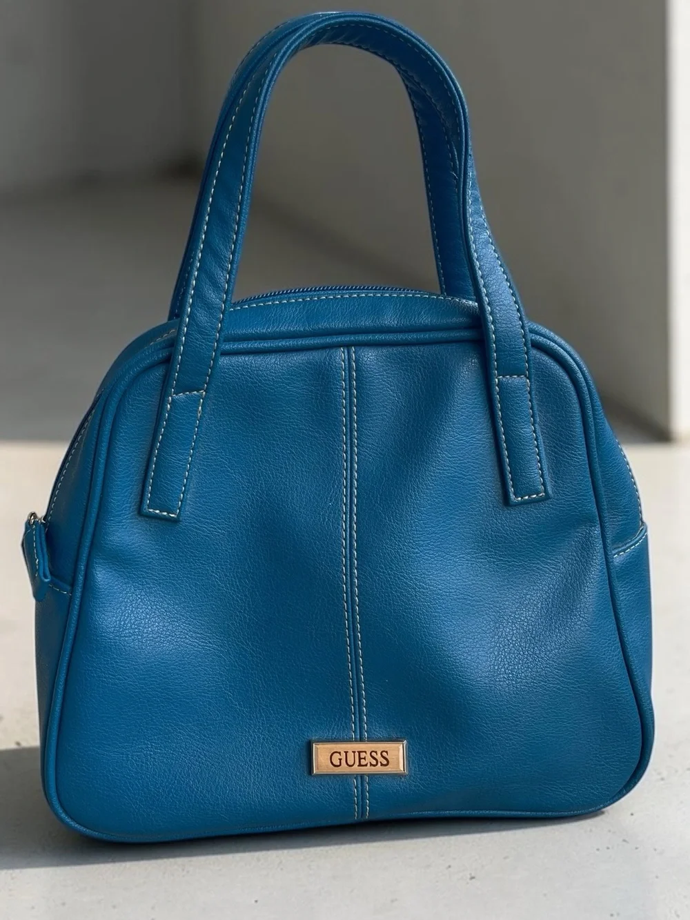 Vintage GUESS Royal Blue Dome Satchel Top Handle Y2K Handbag